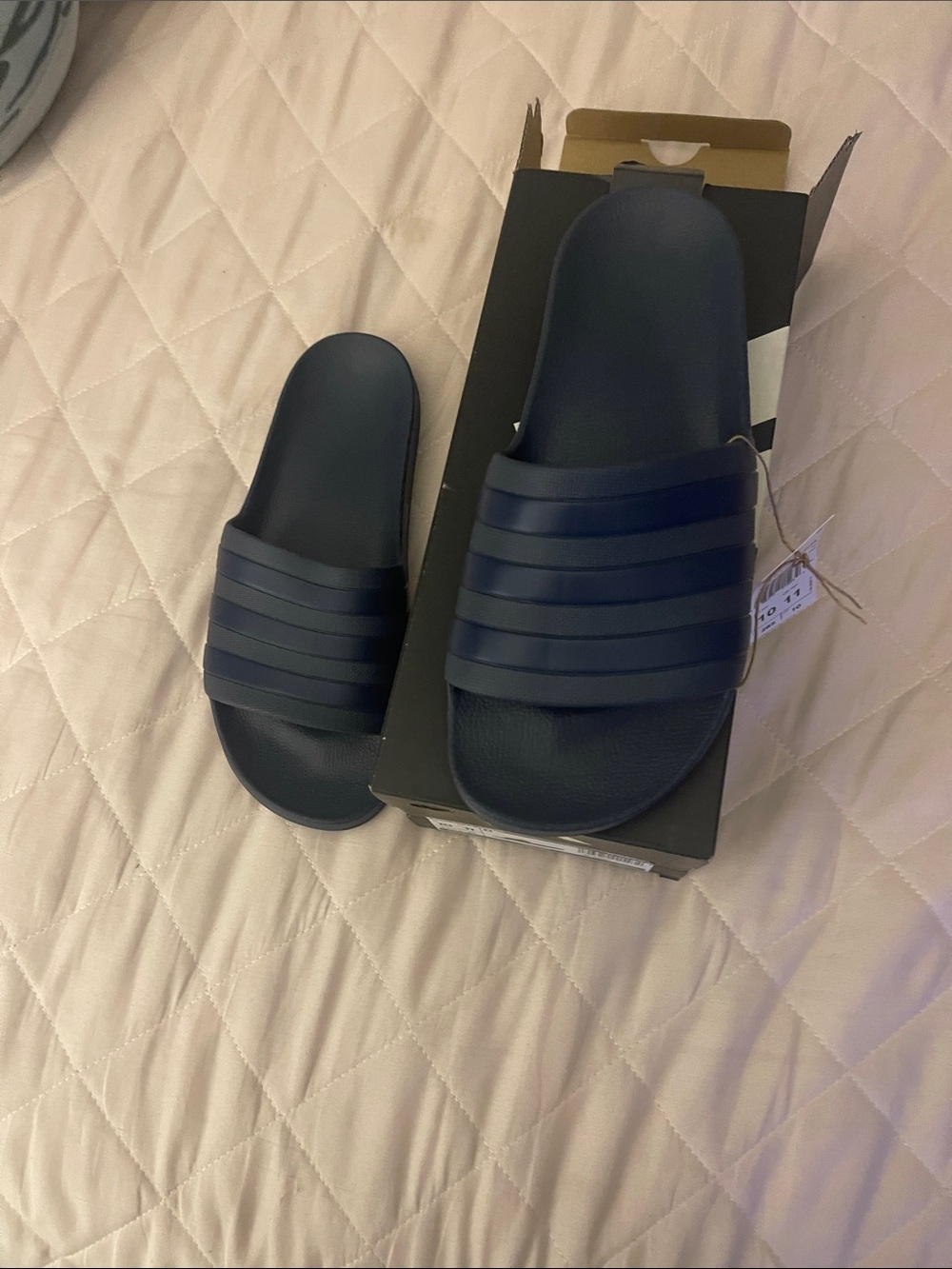 NWT - Adidas Men's Navy Adilette Aqua Slide Sandals - Size 10 (women -11)
